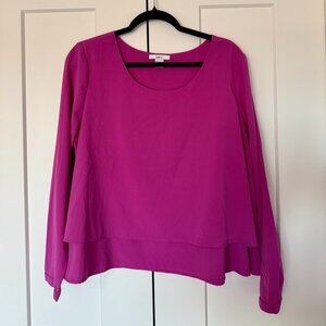 Bar III Pink Long Sleeve Blouse with Ruffle, Size Extra Large